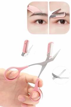 BUĞZ Kavisli Kaş Kirpik Düzeltici Bıyık Alma Taraklı Kaş Makası Yüz Bakım Seti Makas