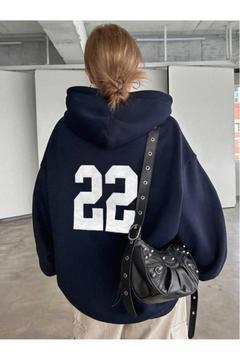 Unisex Erkek/Kadın Lacivert 22 Renkli Özel Baskılı Pamuklu Oversize Kapüşonlu Sweatshirt