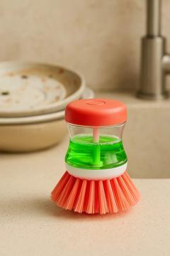 1'li Pratik Sıvı Deterjan Hazneli Bulaşık Fırçası Hazneli Mutfak Banyo Lavabo Yıkama Fırçası