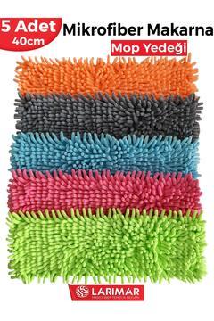 5 Adet Makarna Mop Mikrofiber Yedek Paspas Temizlik Bezleri Standart Tüm Modellere Uygun 40cm