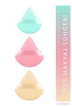 3'lü Tutmalı Kadife Premium Makyaj Süngeri (YIKANABİLİR) Pudra Fondöten Bb Krem Uygulama