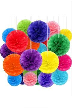 31 Cm Rengarenk Kağıt Ponpon Süsler Parti Yılbaşı Organizasyon