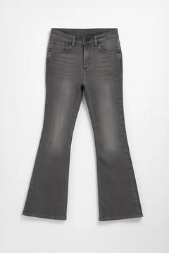 Kadın İspanyol Paça Likralı Esnek Gri Flare Jean Pantolon
