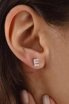 Gümüş 925 Ayar Zirkon Taşlı E Harfli Tekli Küpe