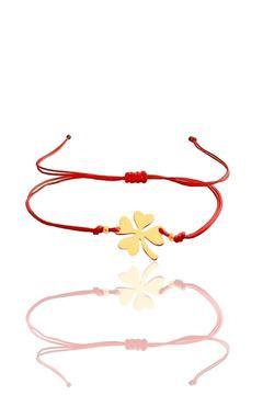 Gümüş Rose Yonca Modeli Makrome Ip Şans Bileklik Sgtl11932rose