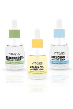 Retinol Alternatifi Doğal Bakuchiol %1 Niacinamide %10 C Vitamini %10 Cilt Serumu Ve Bakım Seti