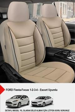 Jet Bej Deri Oto Koltuk Kılıfı-(FORD Focus-Fiesta-Escort İle Uyumlu)