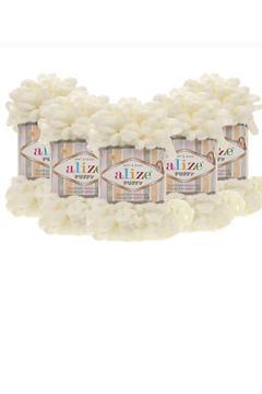 Alize pufy ( 5 adet ) el örgü İpliği 5 Li paket 10.Gr 9mt parmak örgü lpi puffy