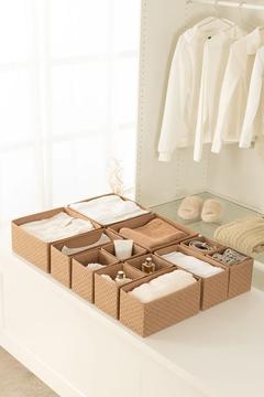 12'li Balıksırtı Bej Çocuk Odası Dolap Çamaşır Çekmece Içi Düzenleyici Saklama Kutusu Organizer