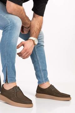 Hakiki Deri Erkek Loafer Ayakkabı Src.810 - Haki Nubuk - 40