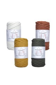 Premium Taranan Makrome Ipi 3mm Makrame Taranabilir Hobi Ipi 4lü Set Ekru Kiremit Hardal Haki