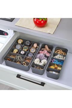 Orgaset 3'lü Düzenleyici Antrasit, Mutfak, Banyo, Ofis, Makyaj Masası, Takı Organizer Set