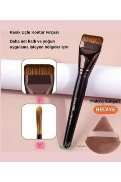 1 Adet Kesik Uçlu Kontür Makyaj Fırçası – Profesyonel Yüz Hatları ve Kapatıcı Uygulama