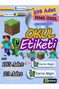 Okul Etiketi Kalem Defter Etiketi MİNECRAFT Temalı İsim Yazılabilen Etiket - 208 Adet