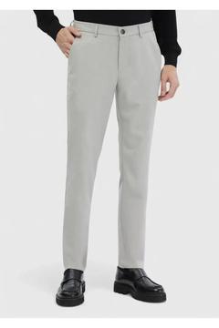 Açık Gri Düz Dokuma Jogging Fit Casual Pantolon