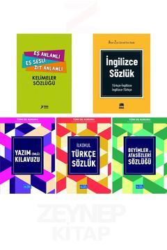 İlkokul İçin 5'li Sözlük Seti(İngilizce-Atasözleri-Yazım-Türkçe-Eş ve Zıt Anlamlı Sözlük)TDK Onaylı
