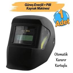Güneş Enerjili Pilli Otomatik Kararan Baş Maskesi Siperlik Kartuşlu Kaynak Gözlüğü Düz Başlık