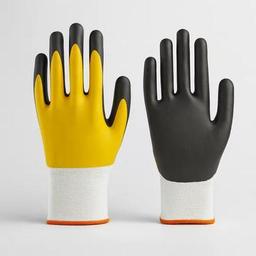 Çift Nitril Polyester Double Nitril İş Güvenlik İnşaat Eldiveni (Sarı-Siyah) No:9 L Beden