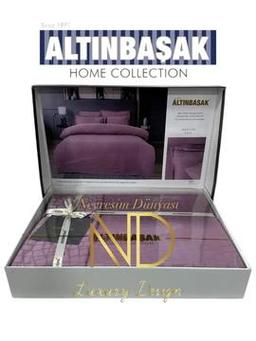 Altınbaşak Jakarlı Saten Çift Kişilik Nevresim Takımı Adelya Puce