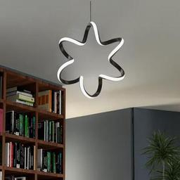 Yıldız Siyah Tekli Sarkıt Led Beyaz Işık Ultra Ledli Salon Mutfak Oda Hol Ledli Avize