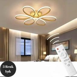 Eskitme Plafonyer Modern Kumandalı 3 Renk Işık Ledli Avize