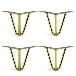 4'lü 10 cm Üçgen Metal Altın Gold Renk Mobilya Ayağı Lüks Koltuk, Kanepe, Berjer Sehpa Ayakları Seti