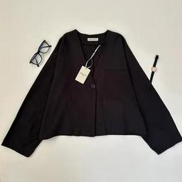 Organik Keten Tek Düğmeli Ceket - Karamel