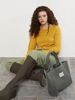 Bisiklet Yaka Düz Uzun Kollu Kadın Triko Kazak