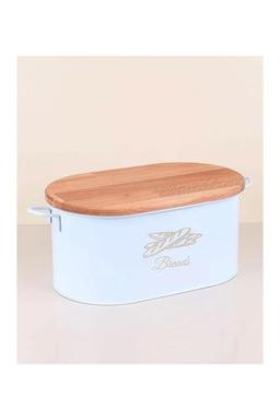 DEKORKMAZ Metal Beyaz Kesme Tahtalı Ekmeklik - Ekmek Kutusu Kesme Tahtalı