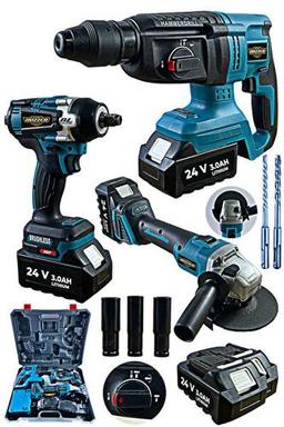 Dozzer Tr2430 Brushless Motor Mega 3'lü Set Şarjlı Kırıcı Şarjlı Taşlama ve Bijon Somun Sökme Matkap