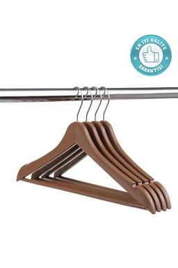 BabyLondy 12 Adet - Ahşap Görünümlü Plastik A Kalite Kahverengi Elbise Askı