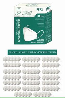 Medkaya 5 KATLI-N95-FFP2 MASKE 100 ADET %98 BFE MEDKAYA MEDİKAL