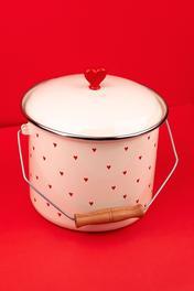 EMAYlab Cupid Kalp Desenli Emaye Yoğurt/bakliyat Bakracı (20CM-3 LİTRE-TÜM OCAKLARLA UYUMLU)