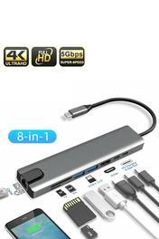 USB Çoklayıcı 8in1 Hub Type-C 4K Hdmı SD TF Kart Okuyucu Usb 3.0 Okuyucu Adaptör