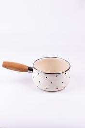 EMAYlab Black Cupid Ahşap Saplı Kalp Desenli Emaye Sos Tavası 1,3 Litre