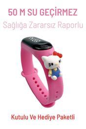 DZC KUZENLER AVM Hello Kitty Figürlü Led Dokunmatik Ekranlı Su Geçirmez Dijital Kız Çocuk Kol Saati (PEMBE)