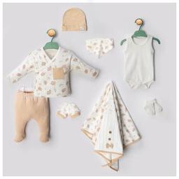 Begi Unisex 0-3 Ay Naturel Yapraklı 8'li Set Hastane Çıkışı - Kahve