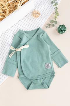 Begi Ters Dikişli Yeni Doğan Kruvaze Çıt Çıtlı Body Zıbın - Yeşil