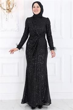 Sequined Evening Dress Black AMH998