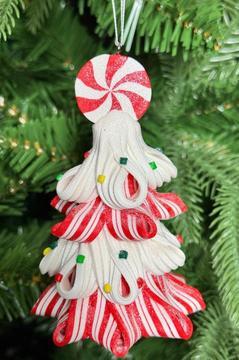 Beysüs Yılbaşı Çam Ağacı Süsü Dekoratif Şeker Kırmızı Beyaz BYSC001