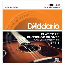 D'Addario EFT15 Flat Tops, Extra Light, 10-47 Akustik Gitar Tel Takımı