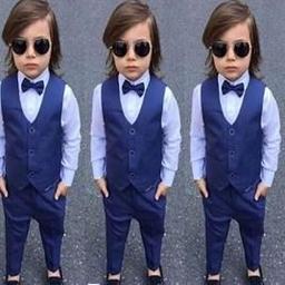 Erkek Çocuk İndigo Yelekli Özel Gün - Düğün Takım
