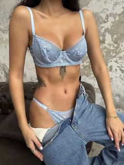 Gaia Bebe Mavisi Kapsız Sütyen Takımı