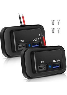 Fiona 2pcs 12V/24V Rv USB Çıkışı, Çift Pd3.0 Tip-C (Usb C) ve Hızlı Şarj Qc3.0 Usb-A Bağlantı Noktası Panel Montajlı Araç USB Soket Şarj Cihazı (Yurt Dışından)