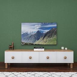 Sezeray Bohem 4 Kapaklı Tv Sehpası Atlantik Çam Beyaz