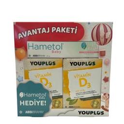 Youplus Vitamin D3 400 IU 2 Adet + Hametol Baby Pişik Kremi 30 Ml