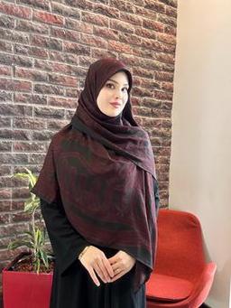 Jakarlı 140cm x 140cm Eşarp - Bordo