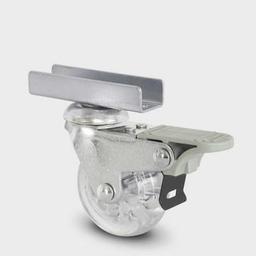 Burak 0516 FVT U Tablalı Tekerlek Bilyalı Frenli Şeffaf