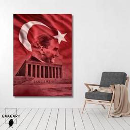 Tekli Dikey Kanvas Duvar Tablosu Atatürk ve Anıtkabir