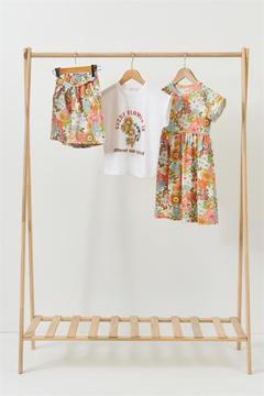 3'lü Çicekli Elbise Yeşil Takım